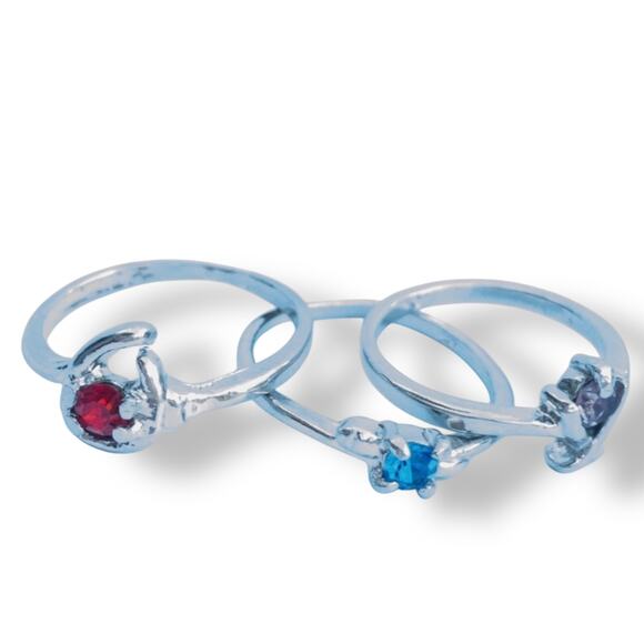 Silver 3 Ring Lot With Gemstones Size 5-7.5 - Picture 2 of 3